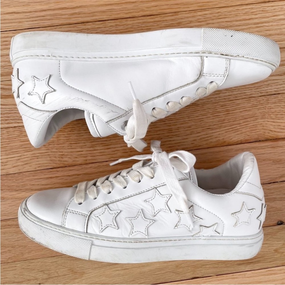 Zadig & Voltaire Stars Leather Sneakers Size 9 (40) White Distressed - Picture 7 of 9